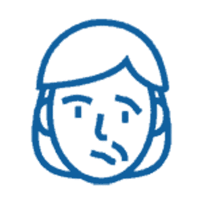 Icon eines Gesichts mit schiefem Mund – Hinweis auf ein mögliches Lähmungszeichen im Gesicht.