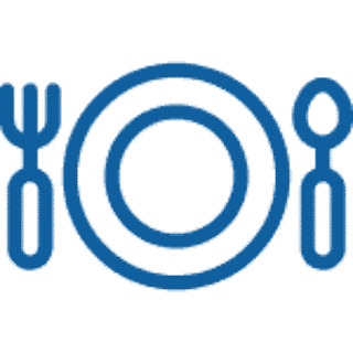 Icon mit Teller, Gabel und Messer – Symbol für Ernährung.