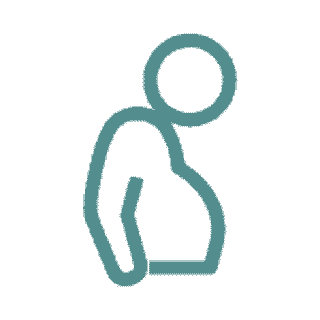 Icon einer Person mit betontem Bauch – Hinweis auf Übergewicht.