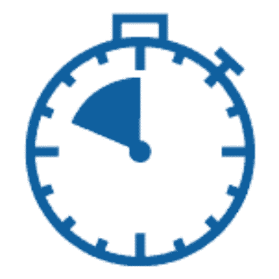 Icon einer Stoppuhr mit markiertem Zeitsegment, das auf dringend notwendiges rasches Handeln hinweist.